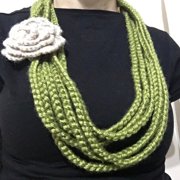 Chain Scarf With Rose, USA Seller