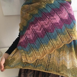Hand Knit Lace Shawl, Wrap, Woman Shawl,Usa Seller image 5
