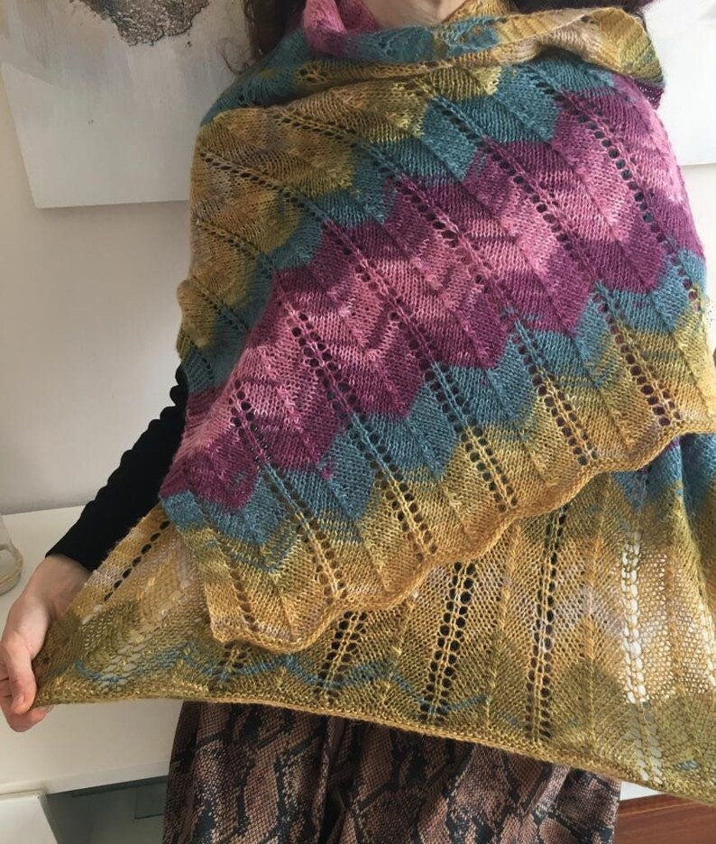 Hand Knit Lace Shawl, Wrap, Woman Shawl,Usa Seller image 5