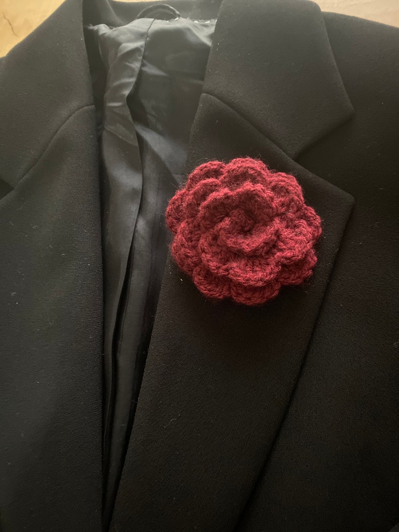 Crocheted Rose Flower Brooch, Crocheted Brooch, Usa Seller image 6