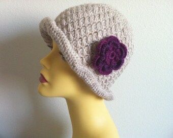 Women Winter Hat, Cloche Hat With Flower, Women Hat With Flower, Usa Seller