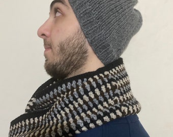 Knit Gray Hat Scarf Set, Usa Seller