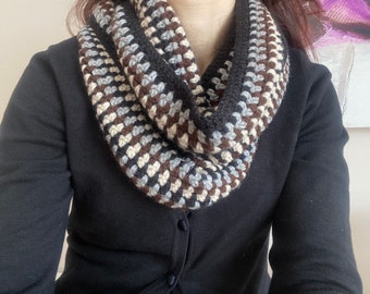 Crocheted Twist Infinity Scarf, Circle Scarf, Usa Seller