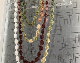 Crocheted Necklace Lariat, Bubble Loop Stitch Scarf, Usa Seller