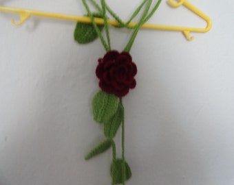 Chain Scarf Necklace With Removable Pink Rose