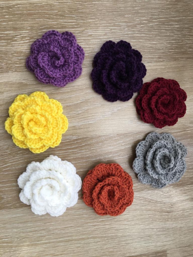 Crocheted Rose Flower Brooch, Crocheted Brooch, Usa Seller image 1