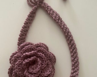 Choker Necklace, Crocheted Choker Necklace With Rose Brooch, USA Seller