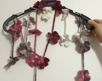 Crocheted Flower Scarf Lariat