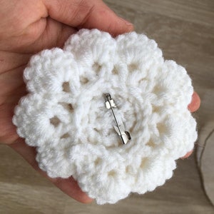 Crocheted Rose Flower Brooch, Crocheted Brooch, Usa Seller image 3