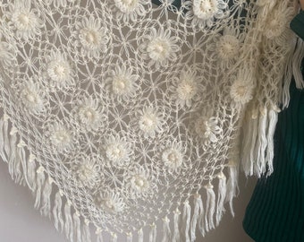 Wedding Flower Triangular Shawl, USA Seller