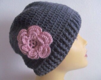 Beanie Hat With Flower, Usa Seller