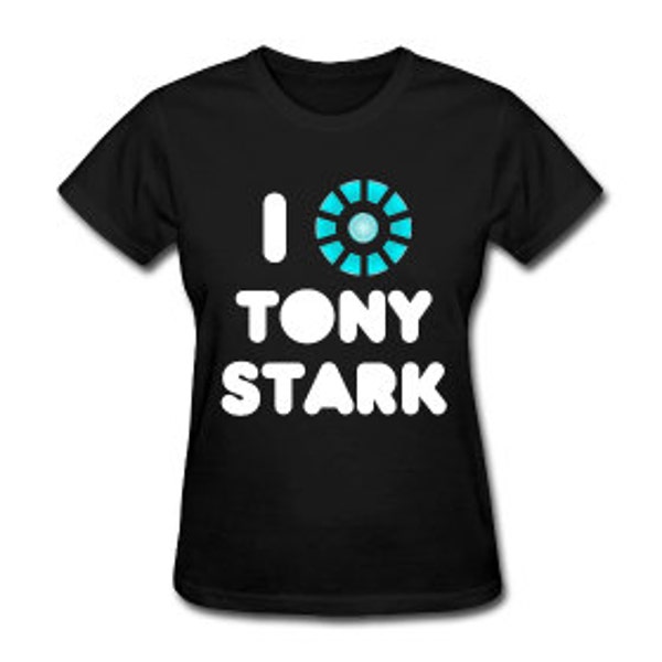 Avengers Iron Man I Heart Tony Stark Arc Reactor T-Shirt Women's S, M, L, XL, XXL