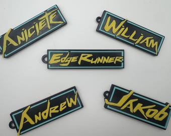 Custom Cyberpunk Inspired Name Keychain – 3D Printed Personalized Gift