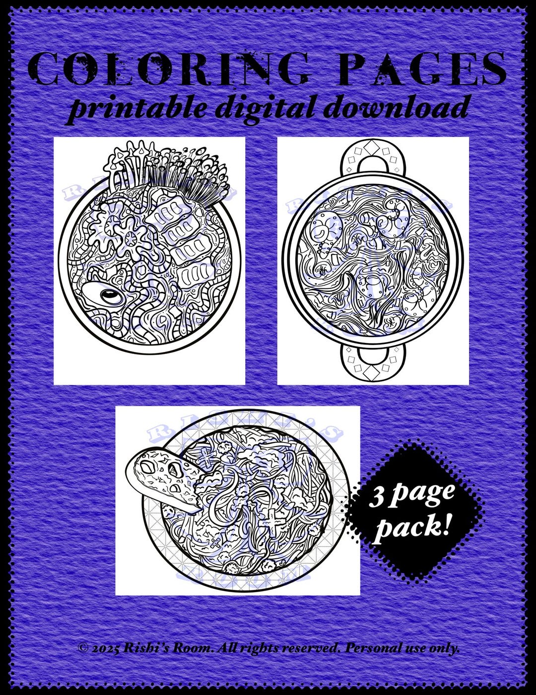 Pasta & Noodles Food-themed Coloring Pages | Printable - Etsy Australia