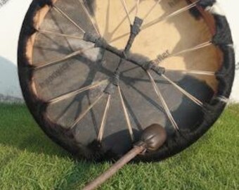 Handcrafted Shaman Drum – Natural Cow hair Skin – 14 / 16 / 18 Inch Shamanic Frame Drum
