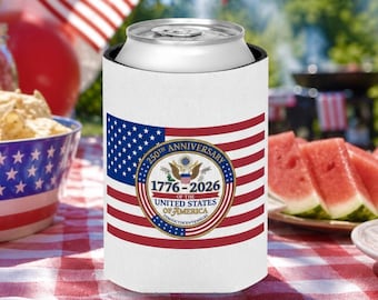 Enfriador de latas del 250 aniversario, enfriador de latas con la bandera estadounidense 1776-2026, regalo del 250 aniversario de Estados Unidos, recuerdo para fiestas del 4 de julio (pedido al por mayor)