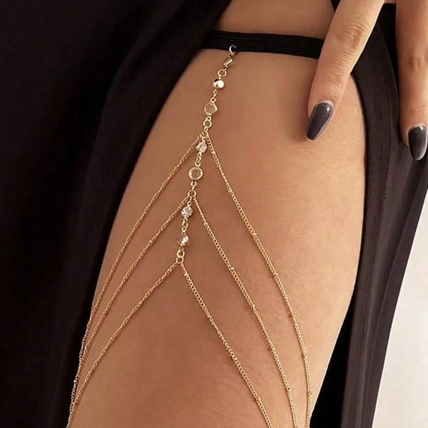 Elegant Pearl Thigh Chain, Elastic Leg Chain Jewelry, Adjustable Body Jewelry for Women, Bridal Party Leg Accessory