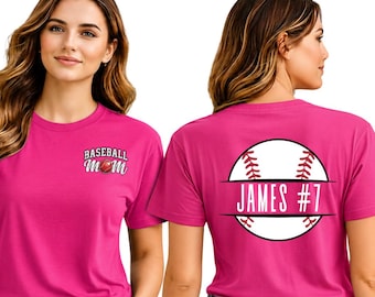 Camiseta y sudadera personalizadas para mamás beisboleras / Nombre y número del jugador deportivo, camiseta para mamás aficionadas para el día del partido, camisetas a juego del equipo, regalo para la temporada de béisbol