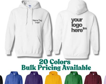 Sudadera con capucha unisex de tejido grueso con forro polar y logotipo personalizado para uniformes de empresa, eventos, personal y merchandising.