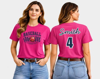 Camiseta y sudadera personalizadas para mamás beisboleras / Nombre y número del jugador deportivo, camiseta para mamás aficionadas para el día del partido, camisetas a juego del equipo, regalo para la temporada de béisbol