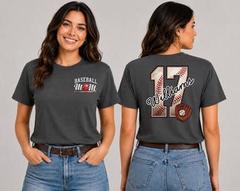 Camiseta y sudadera personalizadas para mamás beisboleras / Nombre y número del jugador deportivo, camiseta para mamás aficionadas para el día del partido, camisetas a juego del equipo, regalo para la temporada de béisbol