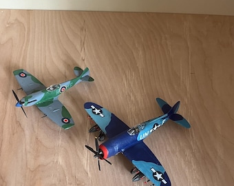 WW 2 allied planes 1/72 scale, P47 Thunderbolt and Spitfire MK XVI