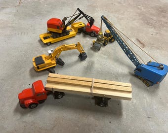 Maquinaria de construcción Tekno 1:50 de fundición a presión vintage y excavadora Siku ~1:60