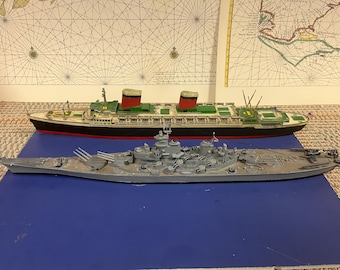 USS  Missouri (1/535) and SS United States (1/600) waterline models