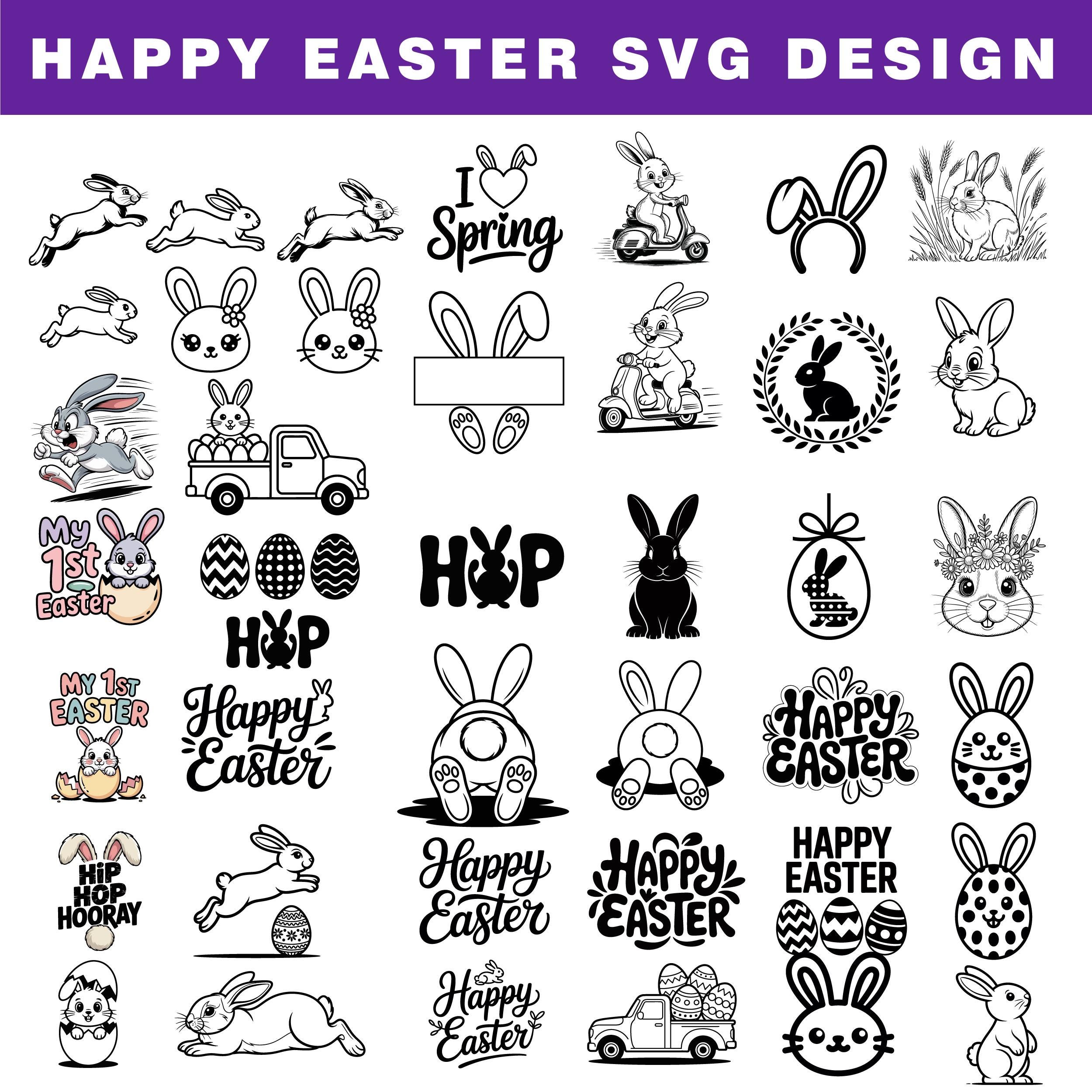 100+ Happy Easter SVG PNG Bundle, Bunny Egg Quotes Cut Files (digital ...