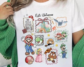 Transferência DTF de Personagens do Universo Épico de Super Mario, Mario Party Pronto para Impressão, Super Mario Gaming DTF, Mario & Friends Party DTF, Transferência de Verão