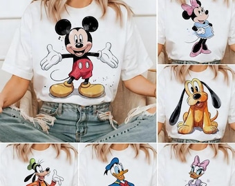 Transferência DTF em aquarela do Mickey Mouse e seus amigos da Disney, Viagem em família à Walt Disney World, Disney Pronto para imprimir