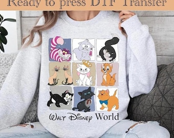 Transferência DTF de Gatos Fofos da Disney, Amantes de Gatos prontos para imprimir, DTF engraçado da Disney, Disneyworld, Viagem em Família DTF, Viagem em Família Disney DTF