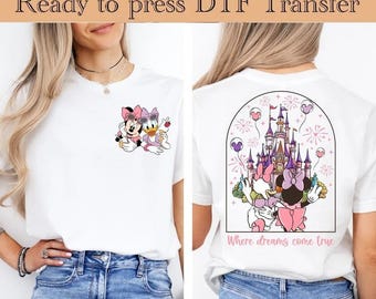 Transferência DTF Minnie Daisy do Reino Mágico da Disney, Camiseta Melhores Amigas da Disney, Transferência DTF Verão da Disneylândia, Transferência DTF Onde os Sonhos se Tornam Realidade, Viagem à Disney World