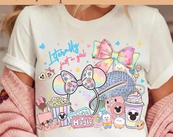 Transferência DTF "Literally Just a Girl", Laço Coquette da Disney DTF, Viagem de Garotas à Disneylândia DTF, Orelhas do Mickey e da Minnie Prontas para Impressão, Magic Kingdom DTF