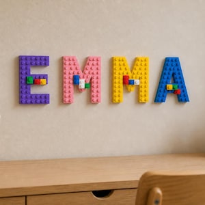 Personalized Building Brick Compatible Wall Letter, Custom Name Sign, 3D Printed Kids Room Decor, Brick Compatible Initial