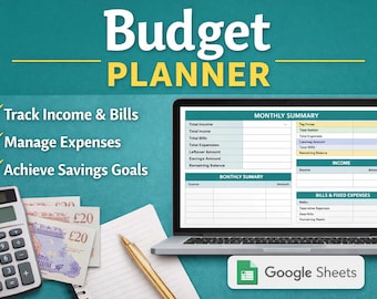 Budget Planner | Expense Tracker Spreadsheet (Google Sheets) | Monthly Finance & Savings