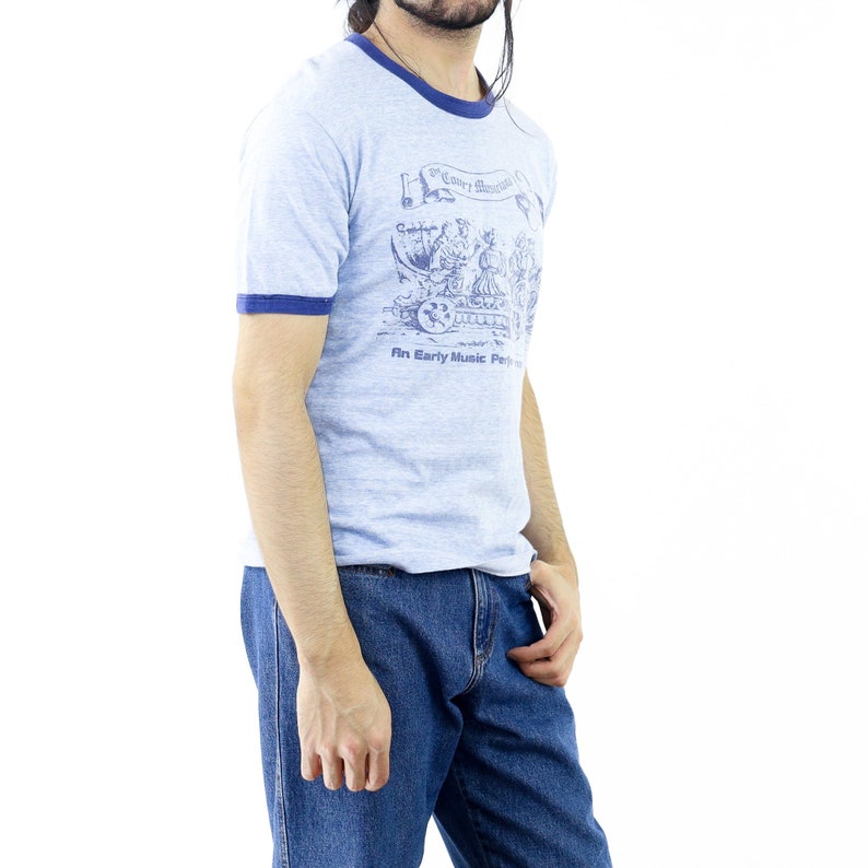 An Early Performance Group Baby Blue Cotton Graphic Vintage T-shirt