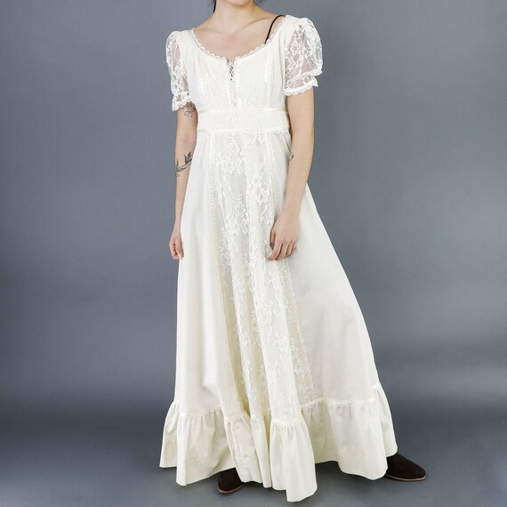 Beige Lace Empire Maxi Dress