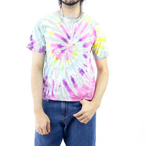 Magenta & Neon Green Tie Dye Vintage T-shirt