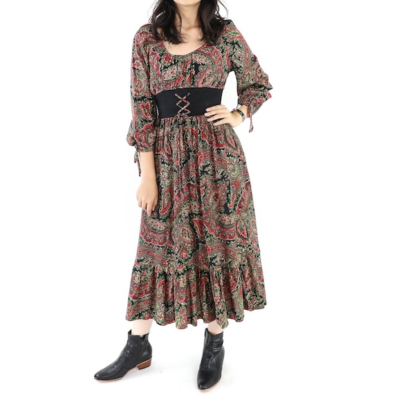 Vintage Cotton Paisley Maxi Dress