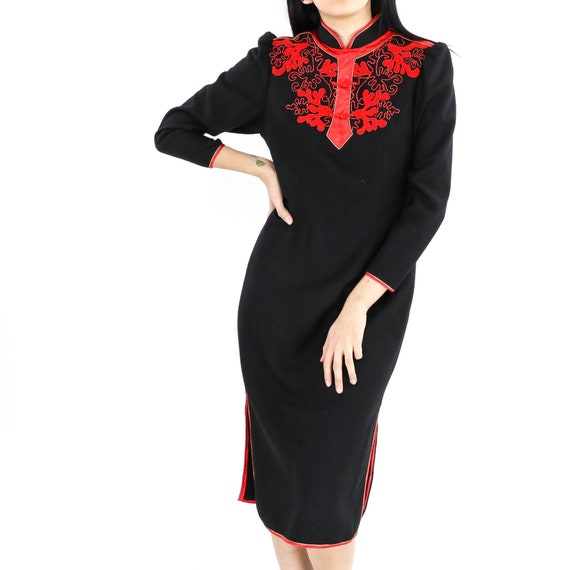 Lace Trim Cheongsam Dress