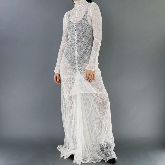 Vintage White Lace Maxi Dress
