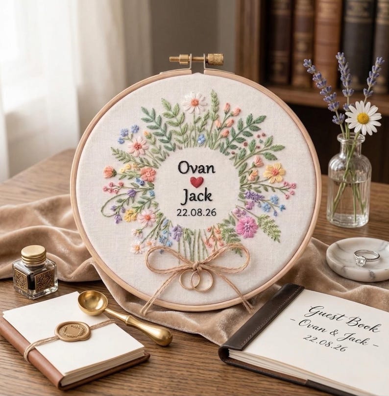 Personalized Embroidery Hoop Wedding Gift, Custom Couple Names & Date ...
