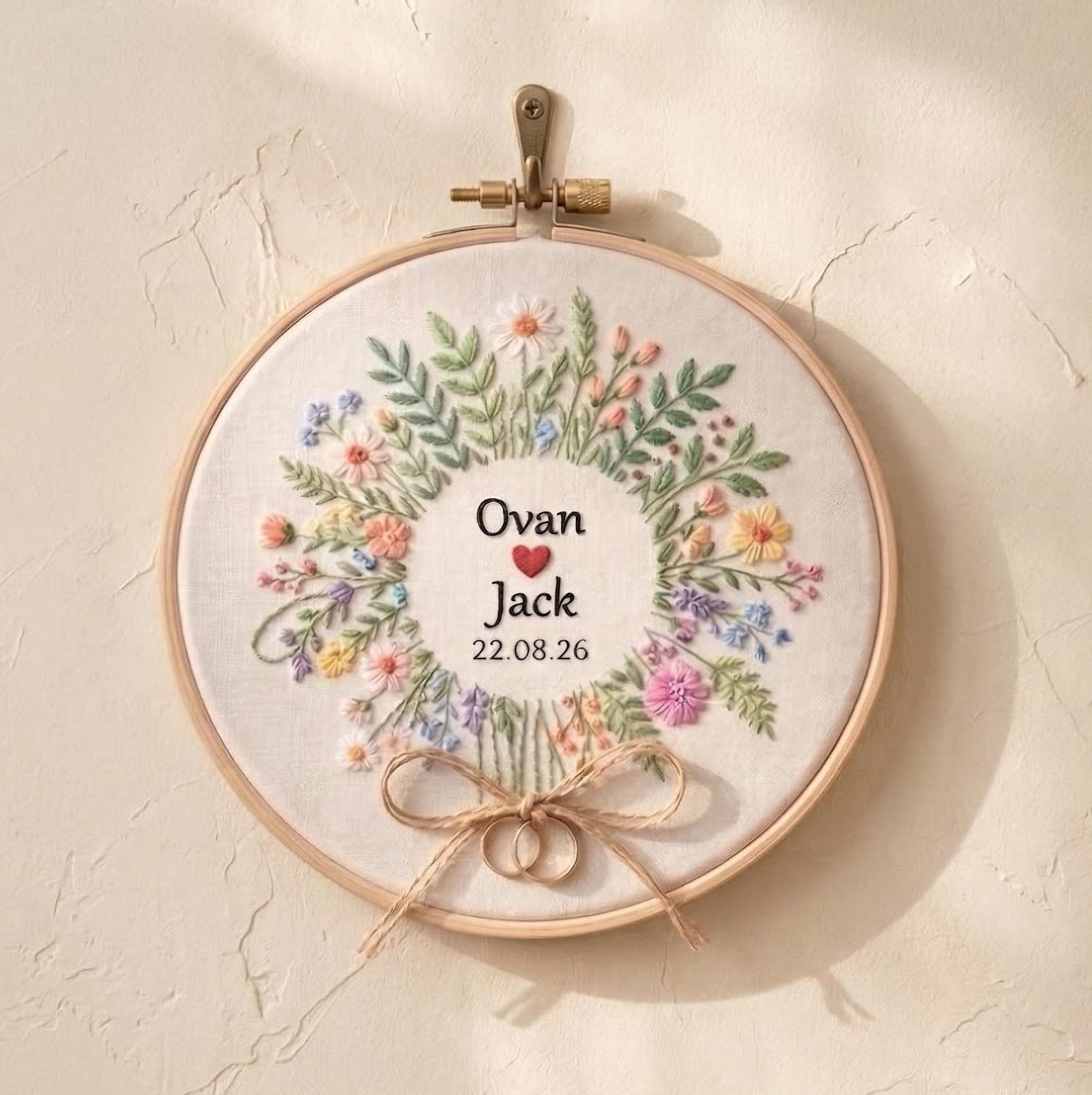 Personalized Embroidery Hoop Wedding Gift, Custom Couple Names & Date ...