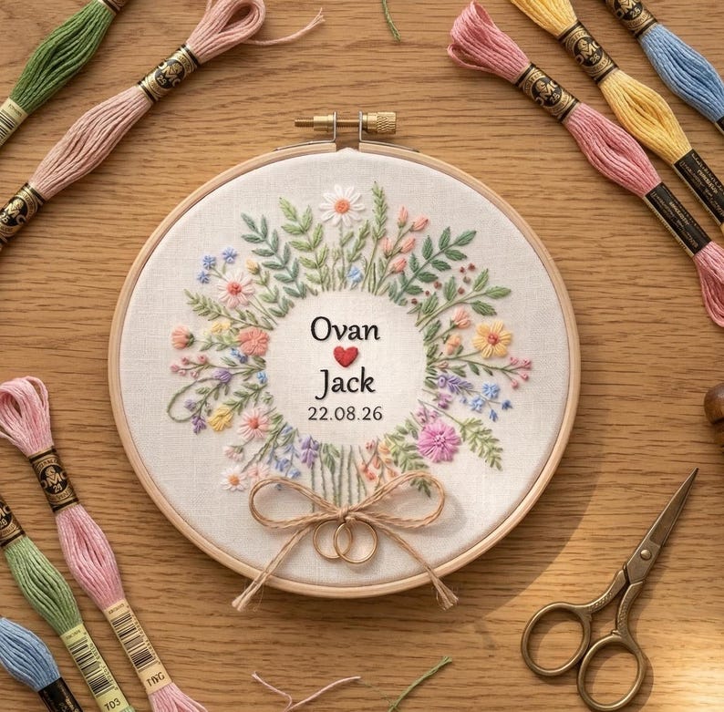 Personalized Embroidery Hoop Wedding Gift, Custom Couple Names & Date ...