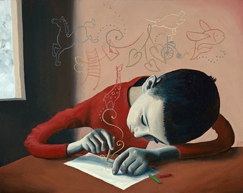 Boy & Paper - Fine Art Print