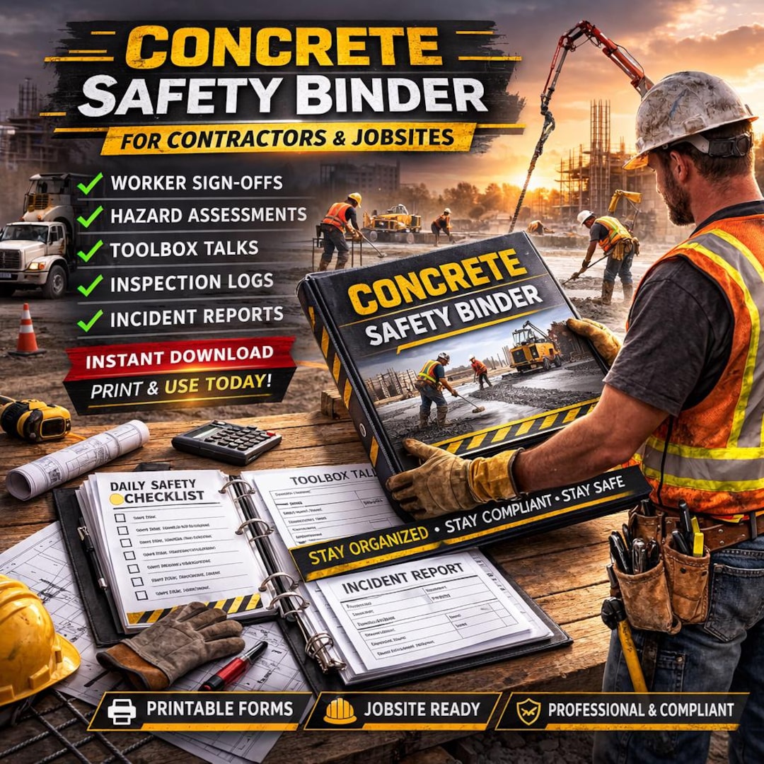Concrete Safety, Construction Safety Forms, Contractor Jobsite Binder ...