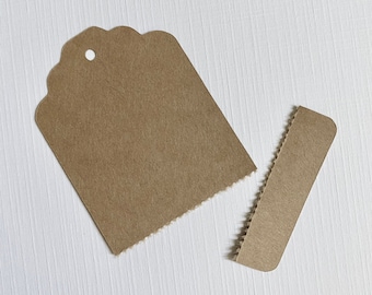 Perforated Kraft Cardstock Tags labels - Set of 100 - Choose a Size and Shape