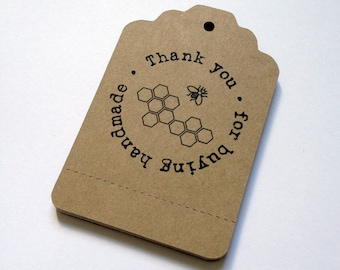 Perforated Price Tags  -  50 Kraft Paper Brown - Retail Tags Ready for Handmade Gifts - Printed