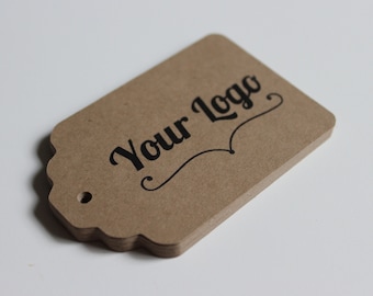 Tags Labels Customized with Your Logo Handmade Items - Set of 50 - Large Kraft Brown